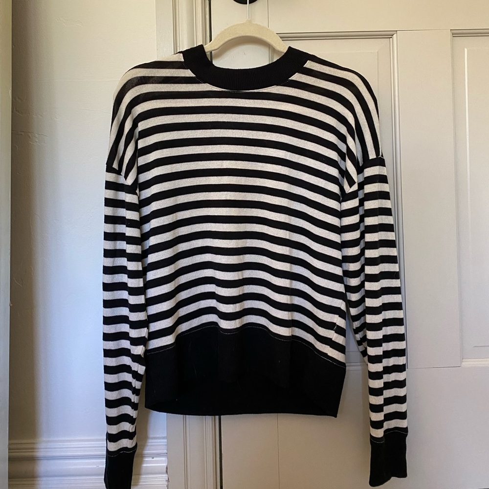 J. Crew Black and White Striped Sweater